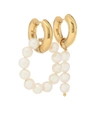 TIMELESS PEARLY MISMATCHED 24KT GOLD-PLATED HOOP EARRINGS WITH PEARLS,P00475007