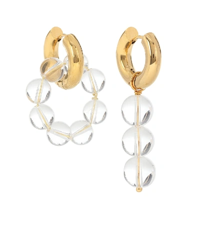 Timeless Pearly Mismatched 24kt Gold-plated Hoop Earrings