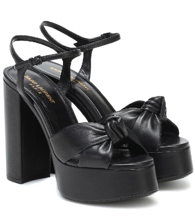 Saint Laurent Knot Detail 145mm Platform Sandals In Black