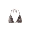 Ganni Leopard-print Triangle Bikini Top In Brown