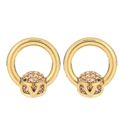 Valentino Garavani Vlogo Embellished Earrings In Gold