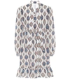 CHLOÉ PRINTED HABUTAI-SILK TIE-NECK MINIDRESS,P00499303