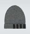 THOM BROWNE RIBBED STRIPED CASHMERE HAT,P00489311