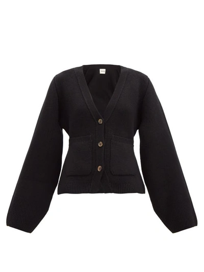 Khaite Scarlett Cashmere Knit Cardigan In Nero