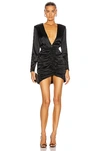 Retroféte Brea Ruched Silk-blend Satin Mini Dress
