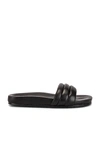 Seychelles Low Key Slide Sandal In Black Leather