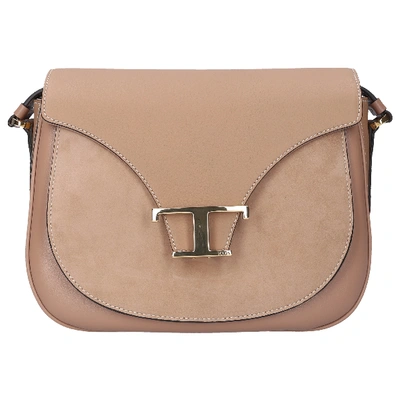 Tod's Women Handbag Crossbody Mini Deerskin Suede Logo Brown