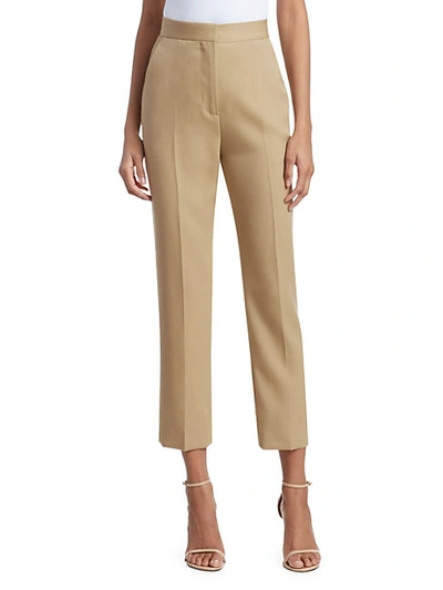 Burberry Hanover Wool Cropped Trousers In Honey