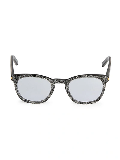 Saint Laurent Core 49mm Glitter Square Sunglasses In Grey
