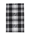 FENDI FF LOGO CHECK WOOL AND ANGORA SCARF,11421336