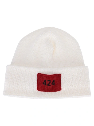 Fourtwofour On Fairfax 424 Logo Patch Beanie In White