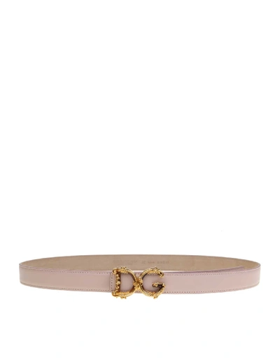 Dolce & Gabbana Belt In Calf With Logo Dg Barocco In Pink