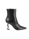 Saint Laurent Opyum Leather Pointy-toe Ankle Boots In Nero