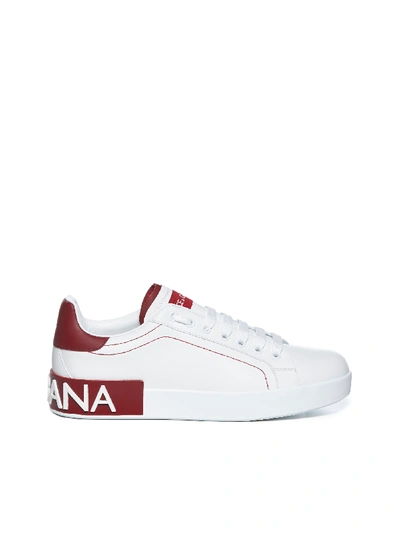 Dolce & Gabbana Sneakers In Bianco Rosso