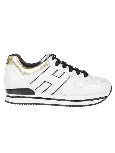 Hogan H222 Piping Sneakers In Bianco/oro Pallido