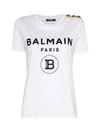 BALMAIN SS 3 BTN FLOCKED LOGO T-SHIRT,11423811