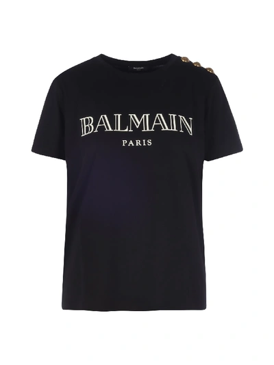 Balmain Ss 3 Btn Vintage Logo T-shirt In Eab Noir Blanc