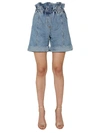 Philosophy Di Lorenzo Serafini Liberty Belted Cotton Denim Shorts In Blu