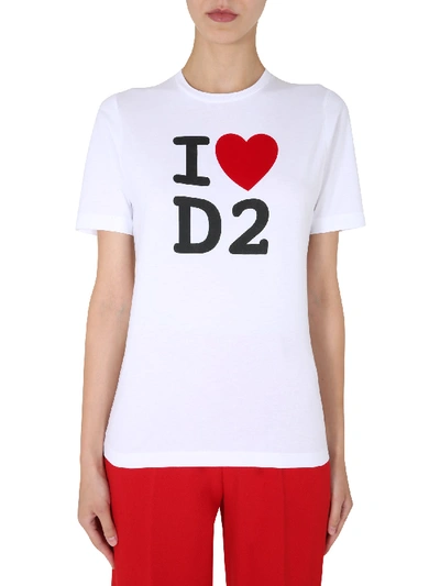 Dsquared2 Round Neck T-shirt In Bianco