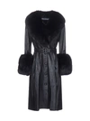Saks Potts Foxy Shearling Trench Coat Black In Black