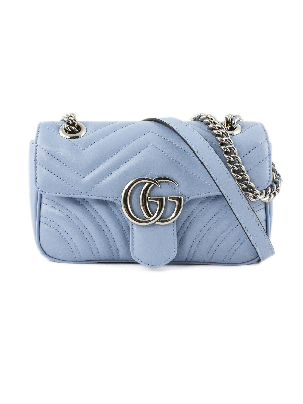 Gucci Gg Marmont Pastel Blue Mini Bag In Polvere | ModeSens