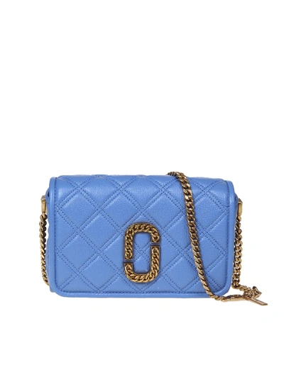 Marc Jacobs State Quilted Hammered Leather Shoulder Bag In Blue
