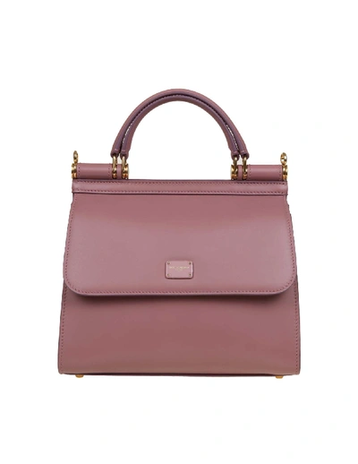 Dolce & Gabbana Sicily Bag 58 Small In Calf Leather In Pink