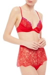 LA PERLA GUIPURE LACE-PANELED SILK-BLEND UNDERWIRED BRA,3074457345622996227