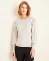 Ann Taylor Balloon Sleeve Sweater In Neutral Grey Heather