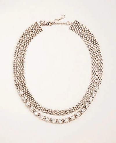 Ann Taylor Crystal Watch Band Necklace In Silver
