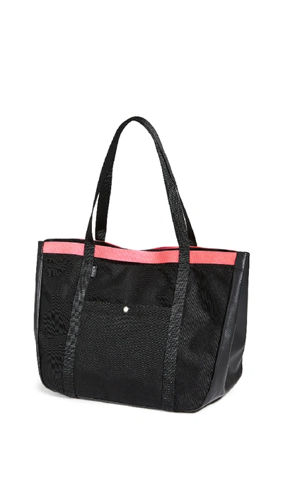 Andi Summer Tote In Black Denim Pop Pink