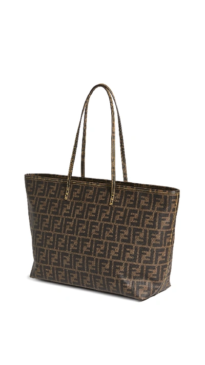 Pre-owned Fendi Coated Canvas Tote Bag In Brown
