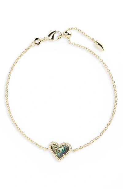 Kendra Scott Ari Heart Charm Bracelet In Abalone Shell