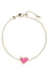 Kendra Scott Ari Heart Charm Bracelet In Gold Magenta