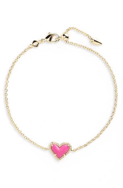 Kendra Scott Ari Heart Charm Bracelet In Gold Magenta