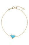 Kendra Scott Ari Heart Charm Bracelet In Turquoise Magnesite