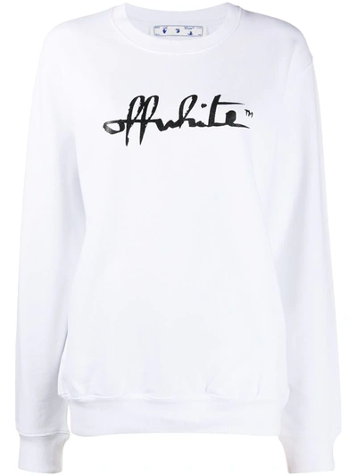 Off-white Script 21 Sweatshirt In White Cotton