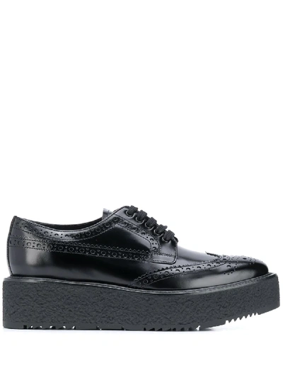 Prada Platform Brogues In Schwarz