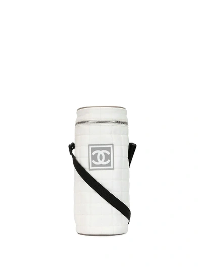 Pre-owned Chanel 2001 Sports Choco Bar Crossbody Bag In White
