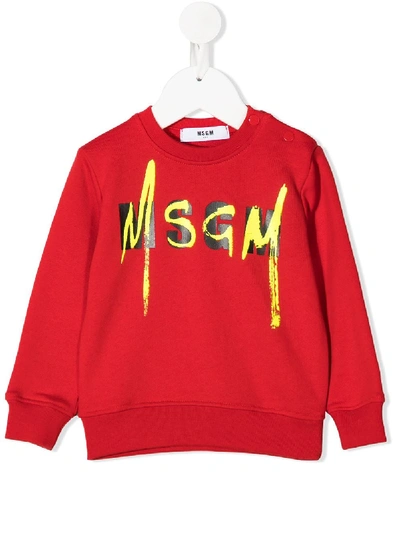 Msgm Babies' Logo Print Sweatshirt In Red