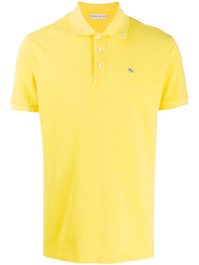 Etro Logo刺绣棉polo衫 In Yellow