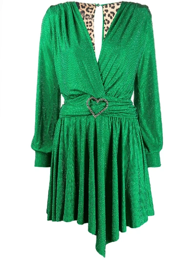 Philipp Plein Plunging V-neck Dress In Green