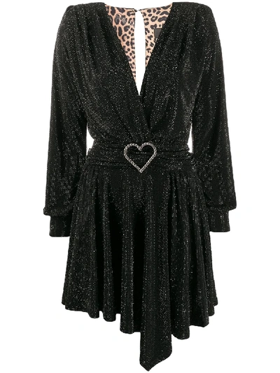 Philipp Plein Plunging V-neck Mini Dress In Black