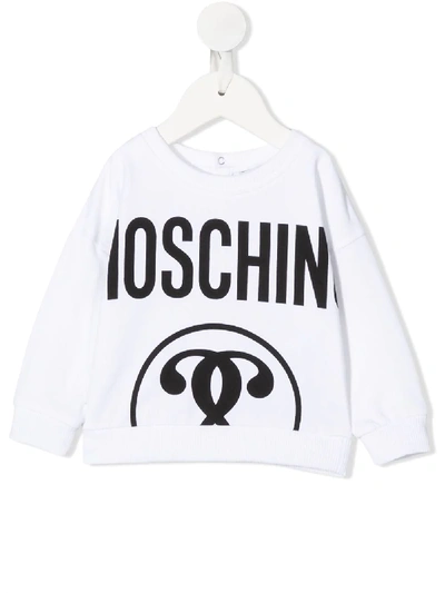 Moschino Babies' Logo Print Sweatshirt In White