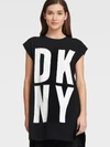 Dkny Longline Logo-print Vest Top In Black/white