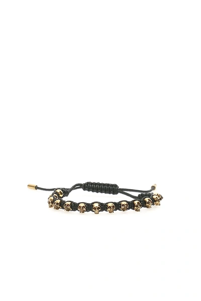 Alexander Mcqueen Skull Friendship Bracelet In Black,gold ModeSens