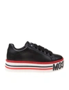 MOSCHINO PLATFORM SNEAKERS IN BLACK LEATHER,11425311