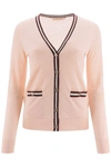 TORY BURCH MADELINE CARDIGAN WITH LOGO BUTTONS,11424527