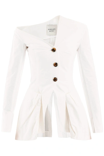 A.w.a.k.e. Cold-shoulder Cotton-poplin Jacket In White
