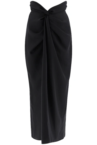 A.w.a.k.e. Draped Skirt With Knots In Black